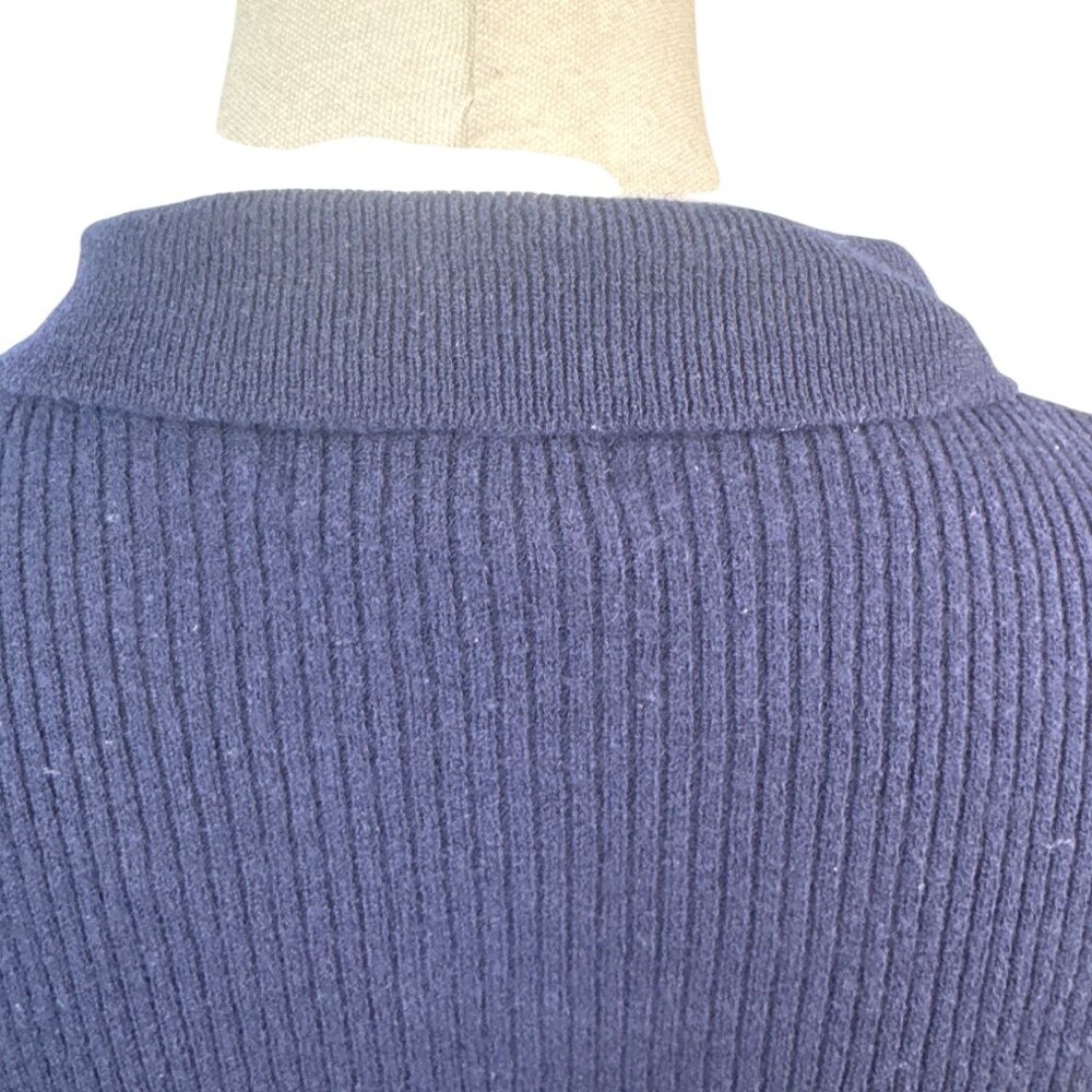 Banana Republic Navy Blue Medium Merino Wool Zip Collar Sweater Jacket - Picture 6 of 11